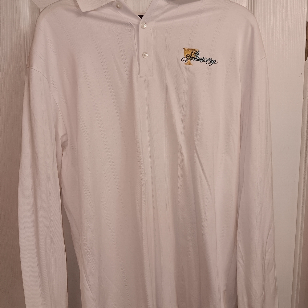 Nike Polo Shirt White Golf Tiger Woods Collection LongSleeve Men's Sz L Preowned
